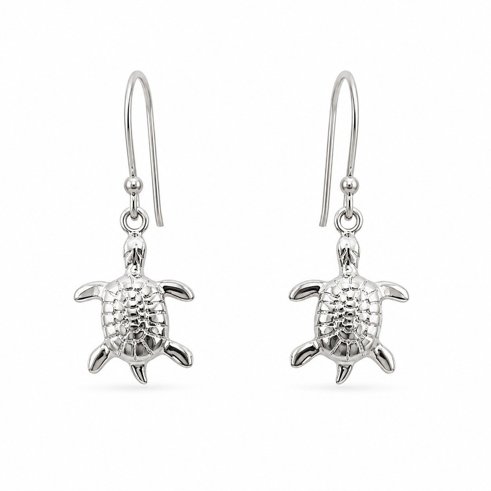 Sterling Silver‎ Sea Turtle Dangle Earrings Women OS Silver Good Marine .925 - Picture 3 of 6